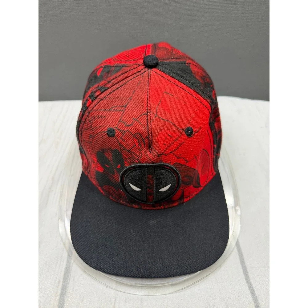 Marvel Deadpool Hat Mens Red Black‎ Graphic Snapback OSFM